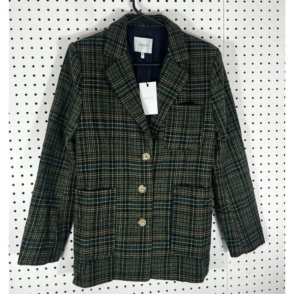 Greylin check blazer jacket